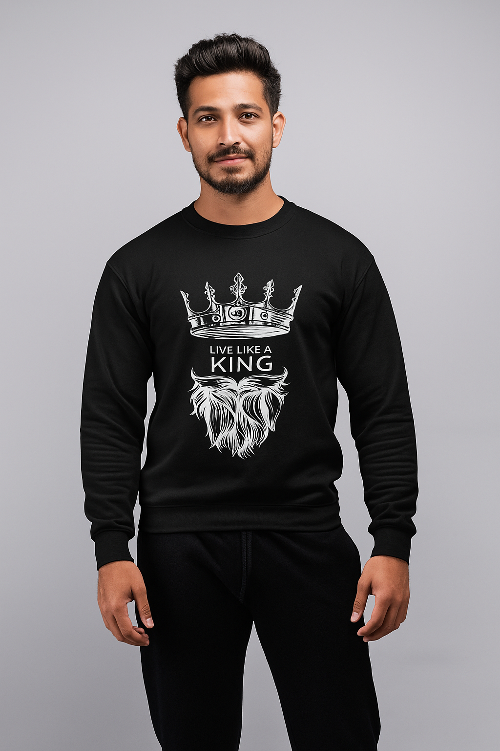 2PCS MEN'S FLEECE PRINTED SWEATSHIRT TRACK SUIT