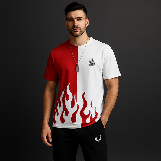 2PCS MEN'S POLYESTER PRINTED TRACK SUIT