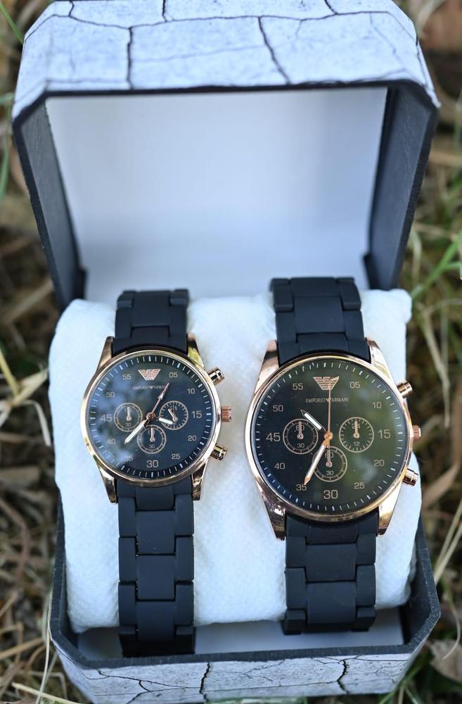COUPLE'S CHRONOGRAPH WATCH-BLACK