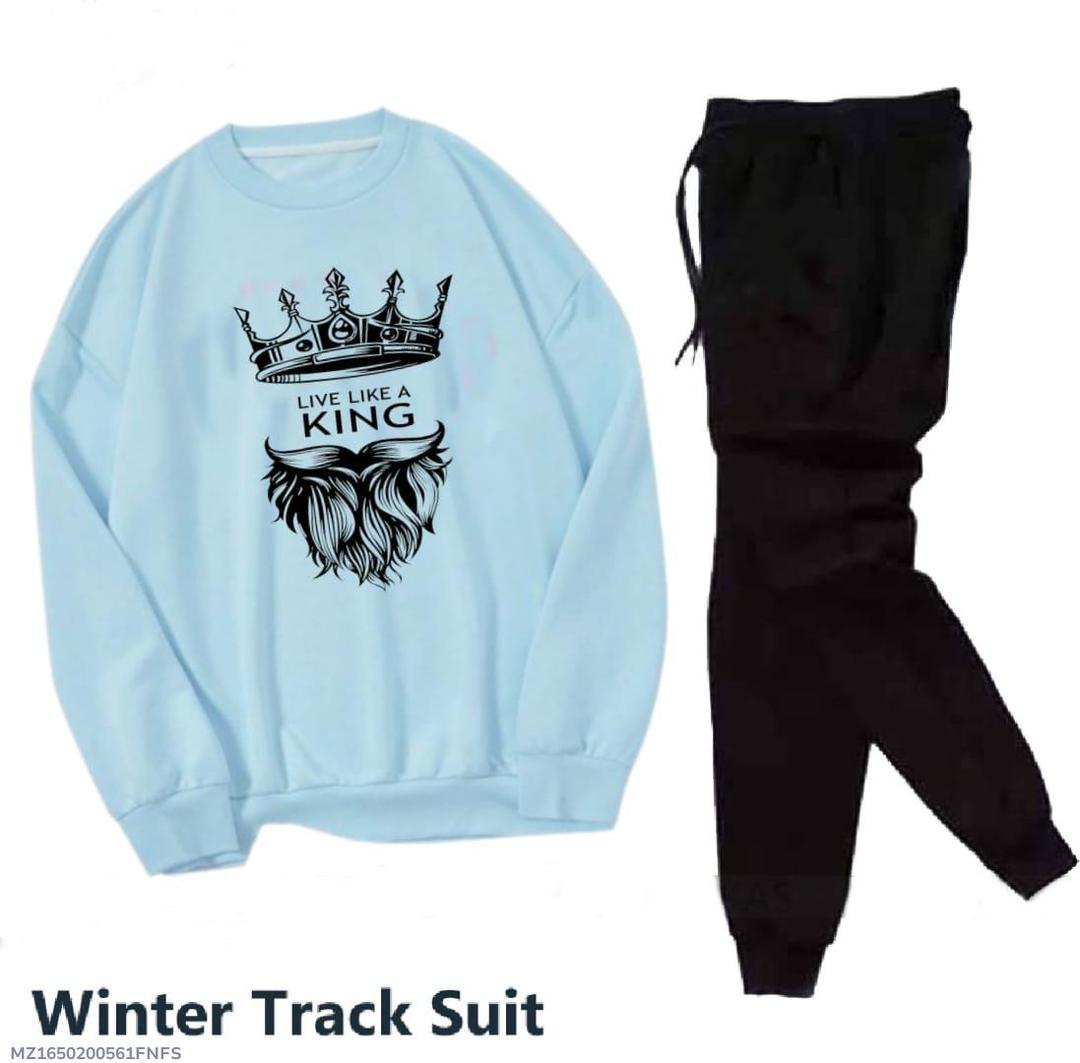 2PCS MEN'S FLEECE PRINTED SWEATSHIRT TRACK SUIT