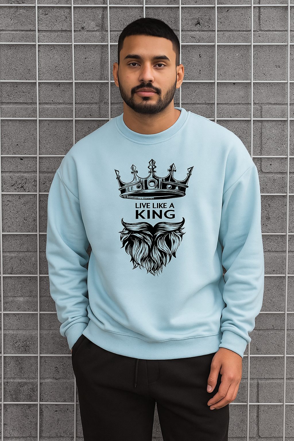 2PCS MEN'S FLEECE PRINTED SWEATSHIRT TRACK SUIT