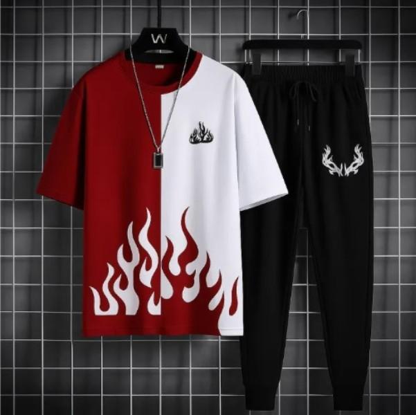 2PCS MEN'S POLYESTER PRINTED TRACK SUIT